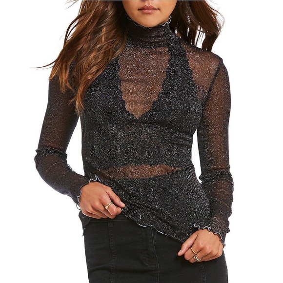 sheer turtleneck top